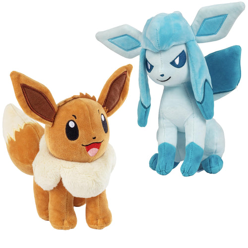 Pokemon 8" Eevee & Leafeon Plush 2-Pack - Eevee Evolution Set - Officially Licensed - Authentic Stuffed Animal Toy Figures - Valentines Day & Easter Basket Stuffer Gift for Kids Boys Girls - 2+